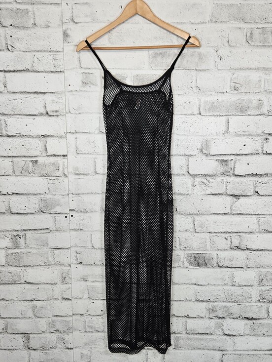 Garage Dresses & Skirts - Garage Black Fishnet Mesh Cover Up Midi Dress Sheer Beach Swim Size S